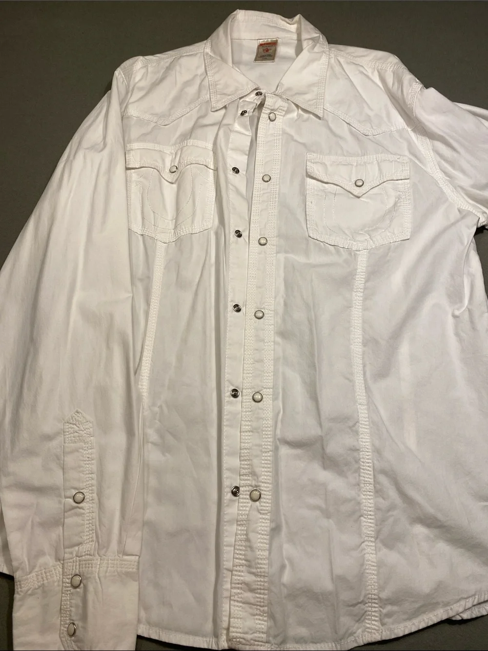 True Religion White Western Snap-Button Shirt